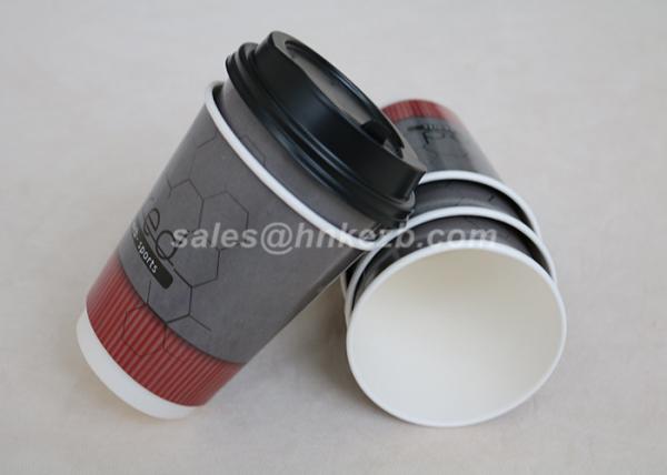 Eco Friendly 12oz Double Wall Paper Cup With Lid Takeaway For Hot Drinking