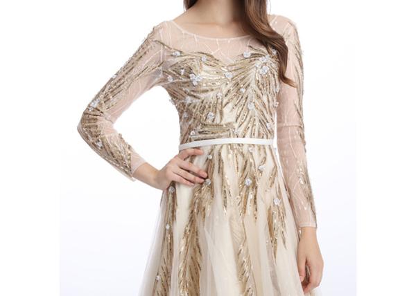 Saudi Arabic Beaded Bridesmaid Dresses , V - Neck Unique Bridesmaid Dresses