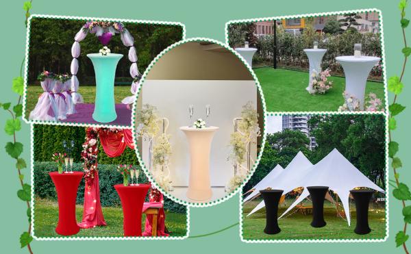White Spandex Stretch Cocktail Table Covers 4pc 32x43 inch Round