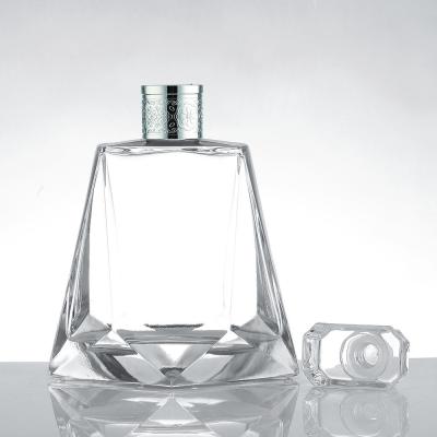 Botella de whisky de vidro de 750 ml para embalagem cosmética de luxo personalizada