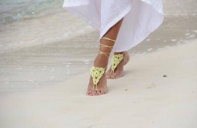 crochet barefoot sandal, bangle, anklet, bridesmaid accessories,bridal accessories,wedding shoes accessories