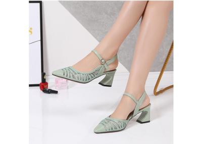 Cusp Shape Sheepskin Strappy Mid Heel Sandals