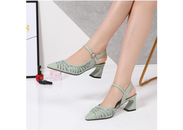 Cusp Shape Sheepskin Strappy Mid Heel Sandals