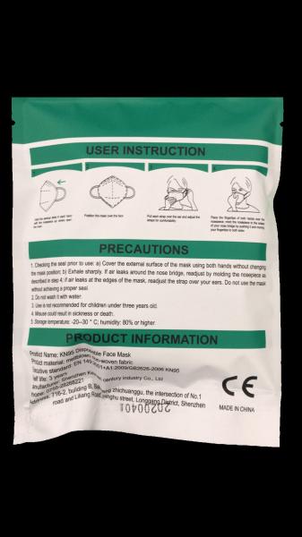 KN95 / FFP2 / N95 Respirator Mask Unisex White Color For Personal Protection