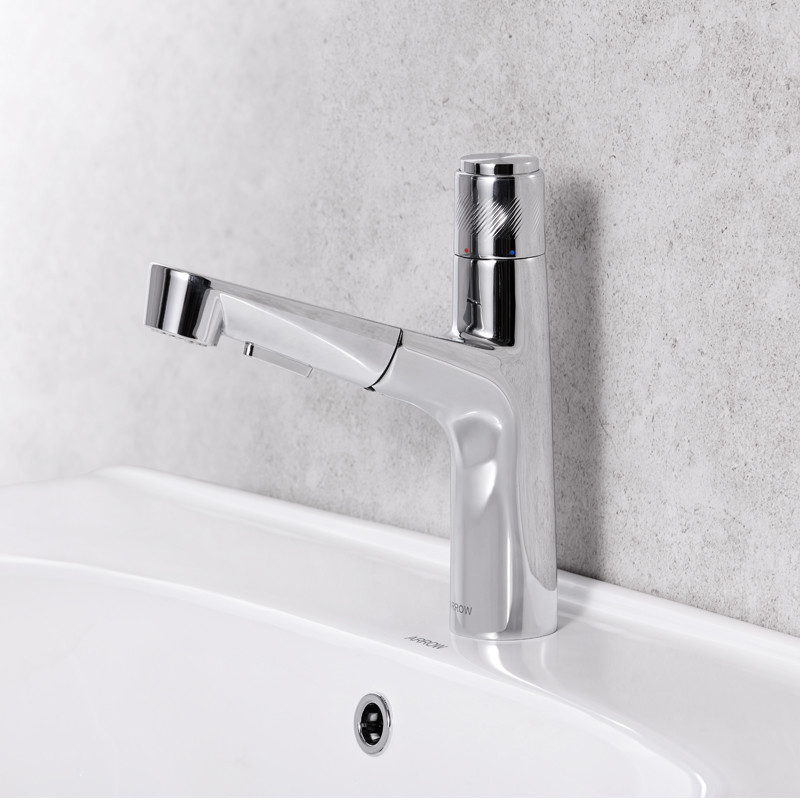 ширина 197mm вытягивает вне Faucet таза Bathroom с брызгами двойственной функции