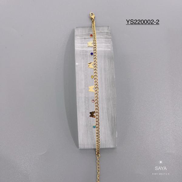 Colorful Rhinestone Butterfly Chain Necklace Europe Silver Bracelet Jewelry Set