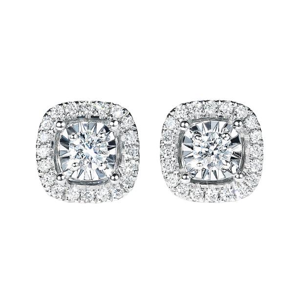 Благородные серьги 2.0g диаманта белого золота 0.38ct 18k вокруг гениального отрезка