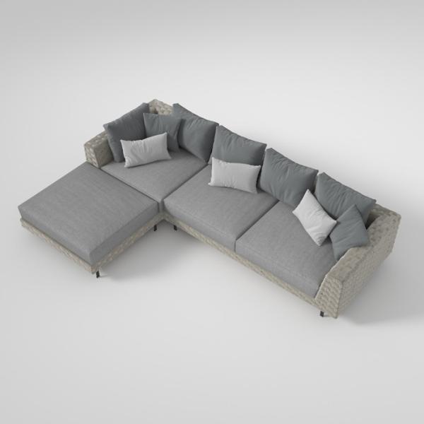 L Shape High Density Foam Seat Rattan Corner Lounge Set