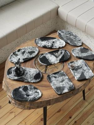 Bulgari Crystal Black Marble Tray Brazil Handcrafted Luxury For Timeless Elegance