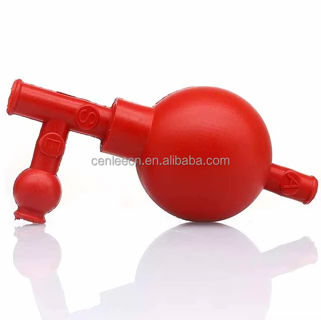 Factory Price With 3 Openings Red Pipetting Ball Quantitative Suction Bulb Rubber Pipette Filler Lab Suction Ball Pipette