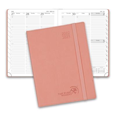 Planejador acadêmico cor-de-rosa de POPRUN com programação semanal e vista geral mensal