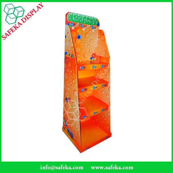 paper material hook display 4 tier floor display stand corrugated pegboard floating shelf for retail stores