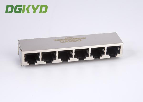Metal o jaque trapezoide ganged 8P8C do porto rj45 do protetor 6 sem aba do diodo emissor de luz para baixo