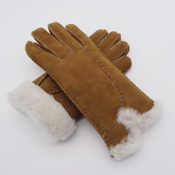 Wholesale customized original winter Australia sheepskin shearling gloves with real fur cuff