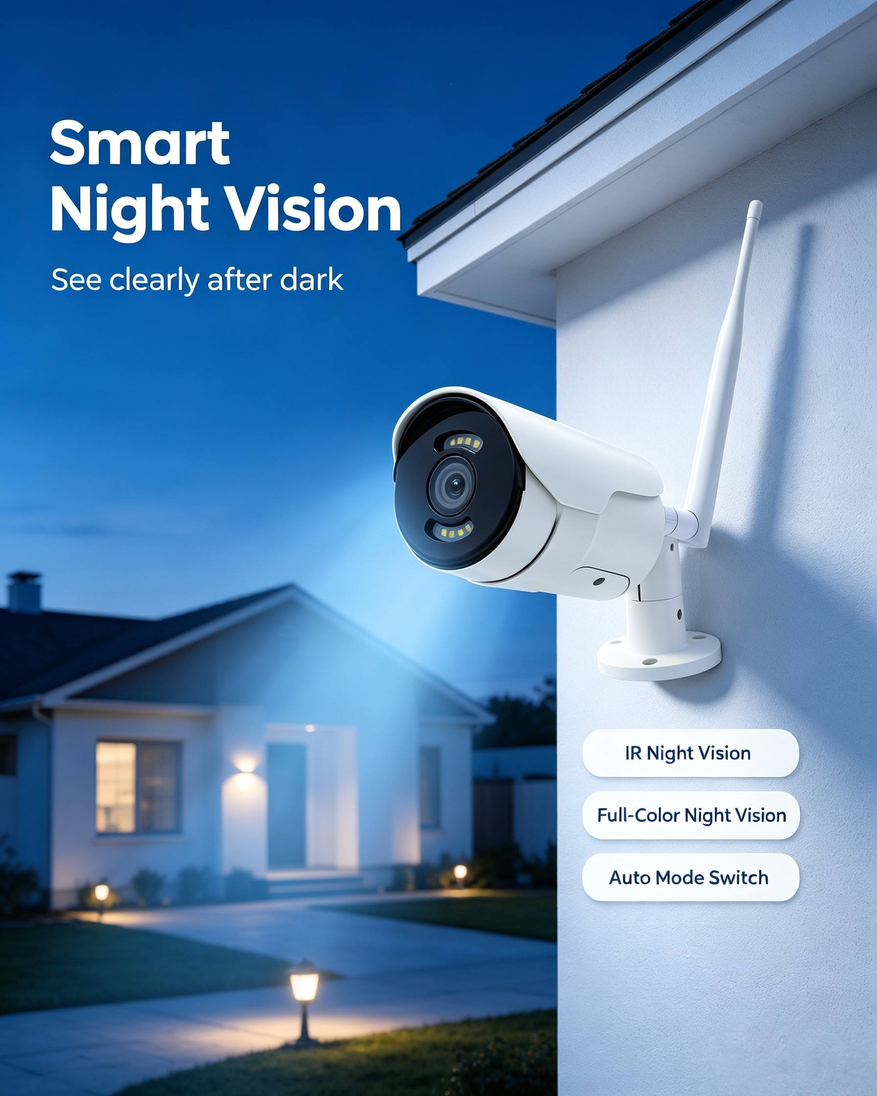 5MP Outdoor WiFi Security Camera, Eseecloud APP Remote Viewing, IP66 Weatherproof, Smart Motion Detection, Built-in Siren & Microphone, Dual Mode Night Vision Home Surveillance Camera