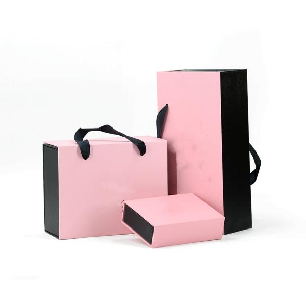 Pink Packaging Cardboard Jewelry Gift Boxes Foldable Slidable For Garment