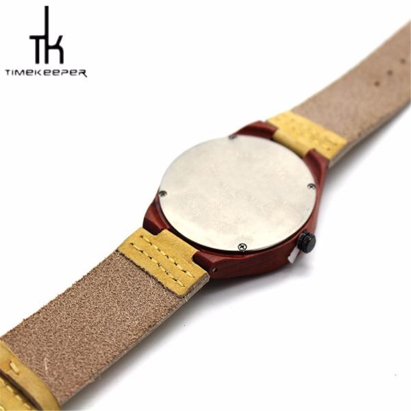 Leather Strap Bamboo Wood Watches Multiple Time Zone With Your Logo