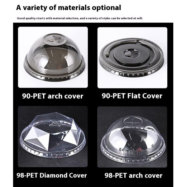 Vasos transparentes desechables de plástico de 98 mm y 16 oz con tapas para café, batidos y helados