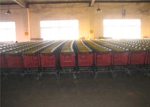 Portable Plastic Shopping Trolley 4 Wheel Red Supermarket Shopping Basket