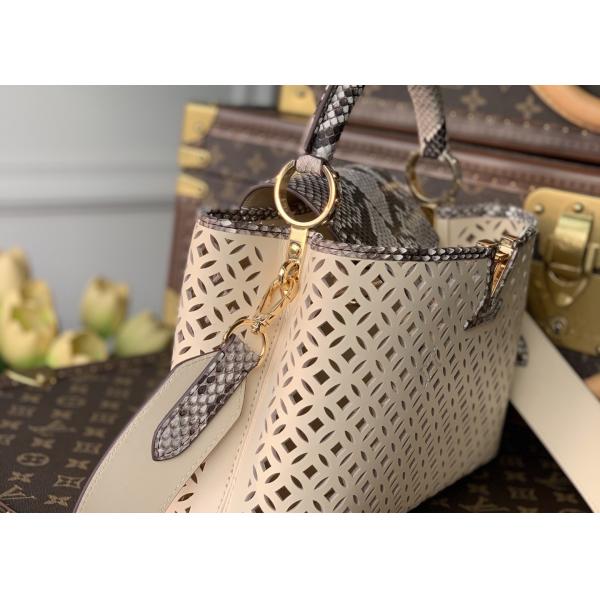 Hollow Out Womens Luxury Handbag , Snakeskin Off White Crossbody Bag