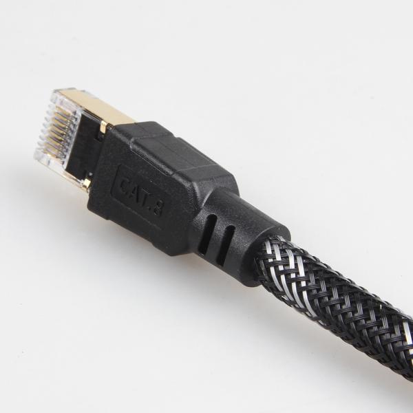 Outdoor Indoor Cat8 Patch Cable Nylon Braided 26AWG 40Gbps 2000MHz S/FTP