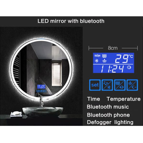 Silver Waterproof Bathroom Mirror Wall Mounted 5mm Frosted Edge Bathroom Mirror