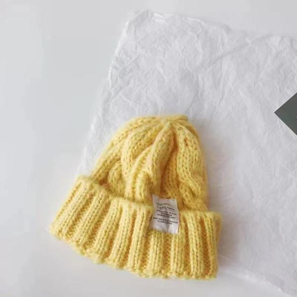Customized Logo Solid Color Japanese Twist Knitted Hat for Autumn and Winter Students