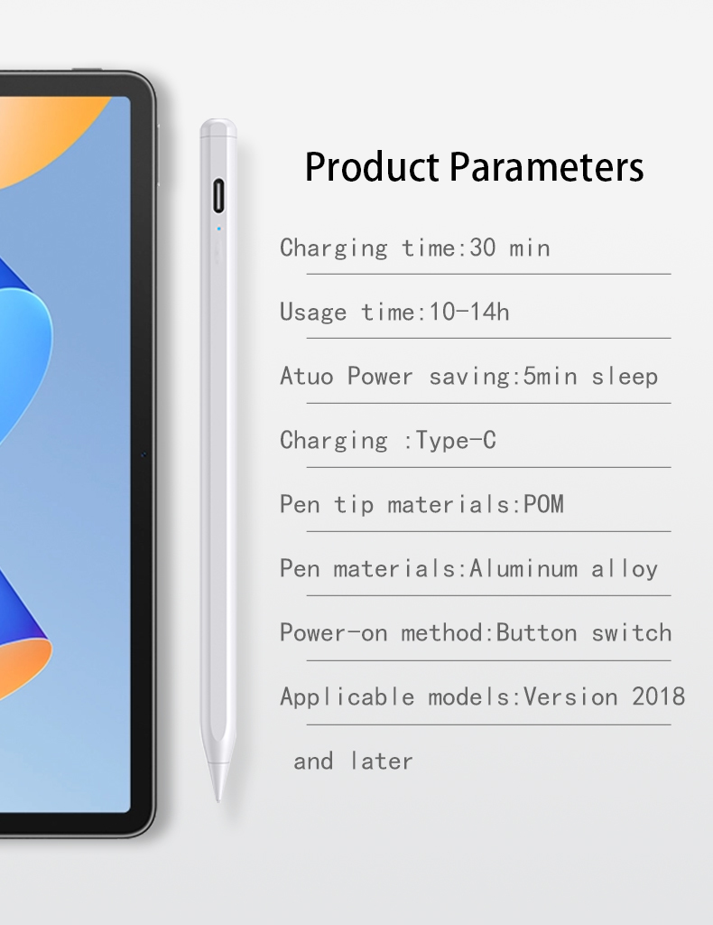 Custom features support Bluetooth connection 30min full charging Capacitive stylus Pencil for iPad 2018 and later