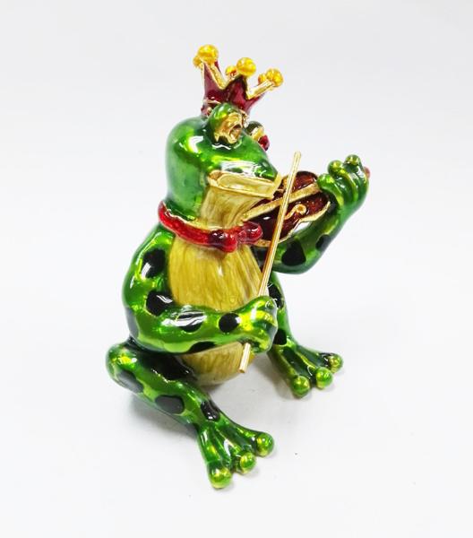 Mini Metal Frog Trinket Box Hinged Hand-Painted Animal Crystal Rhinestone  Frog Jewelry Trinket Box Wedding Lady's Gift