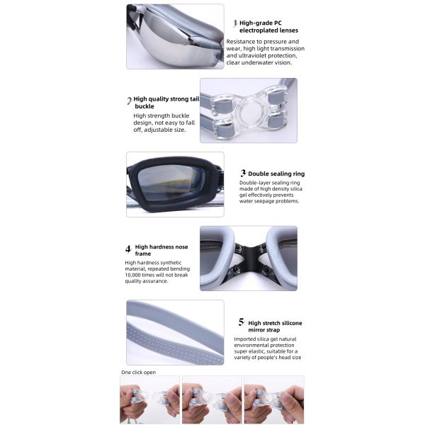 UV Resistance Universal Adult Swimming Goggles For Race And Pool Use
