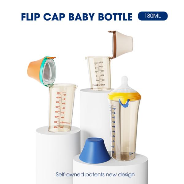 One Click Flip Cap Baby Bottle Anti Colic BPA Free 180 Ml Feeding Bottle