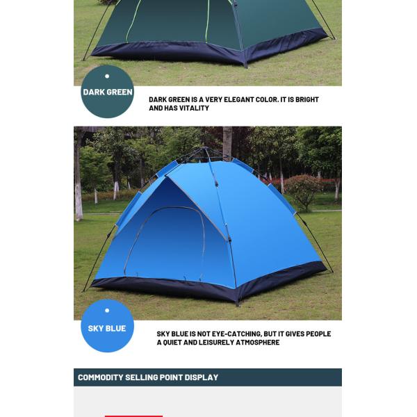 200x200x145cm Automatic Outdoor Waterproof Tents 1500-2000 Mm 190 Silver Cloth