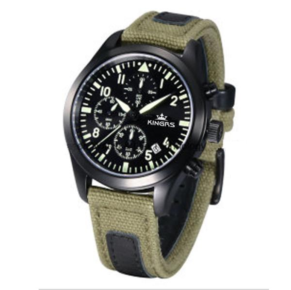 Fabric Leather Band Watches / Multifunctional Stainless Steel Mens Watches , Large Dial Quartz