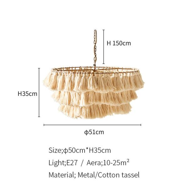 Modern boho chandelier designer decorative Cotton tassel art chandelier(WH-MI-317)