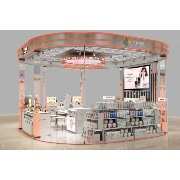 Branded Perfume Beauty Kiosk Store Fixtures And Displays Furniture For Shopping Mall