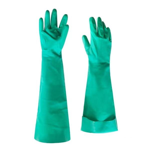 45Cm nitriles verts de 22 de Mil Nitrile Gloves Acid Resistance gants de résistance dissolvante