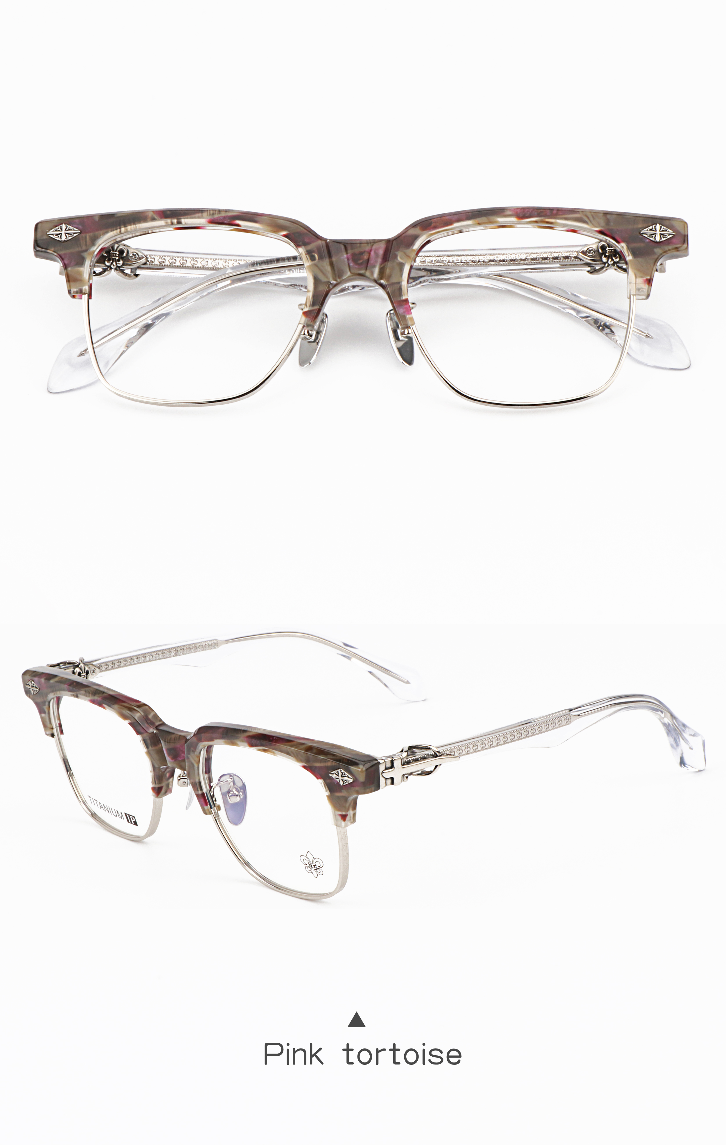 Marble White Frame Unisex Punk Style Square Semi-Rimless Marble Print Anti-Blue Light Blocking Prescription Reading Glasses