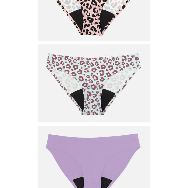 Breathable Sexy Period Underwear Seamless Leopard Ice Silk Underwear Women'S