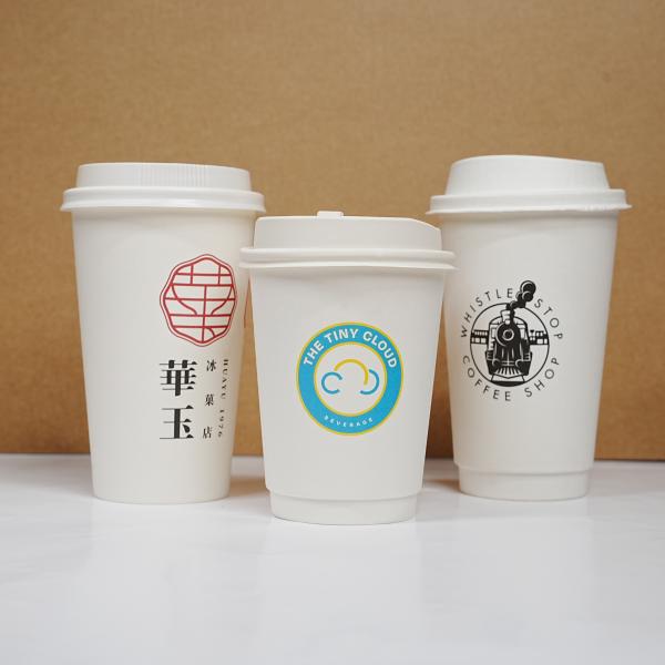 Gobelet à café jetable écologique avec logo imprimé personnalisé, à emporter, en papier double couche