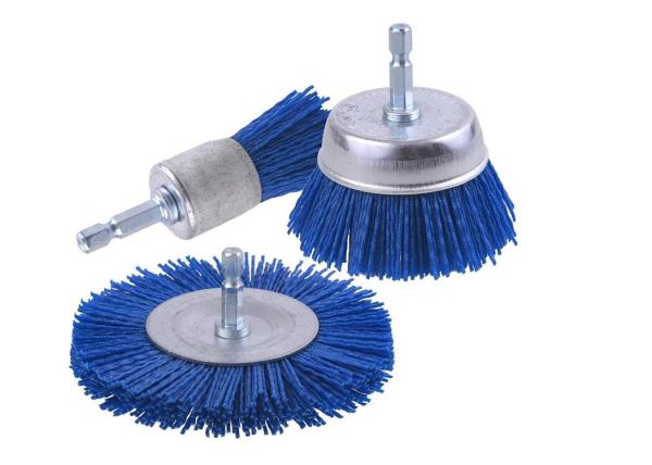 Blue Color Abrasive Nylon Wheel Brush Silicon Carbide Filament Drill Brush