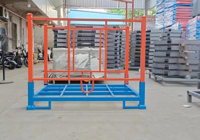 Heavy Duty foldable pallet cages In Warehouse Space Saving blue and orange