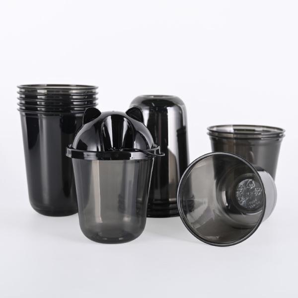 12oz 16oz U Shaped Plastic Cups Transparent Black For Milk Tea Yogurt