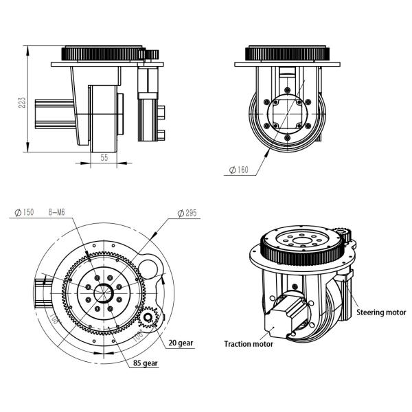 Agv 400W 50m/min катит коэффициент скорости 30I одиночной серии колеса привода высокоскоростной