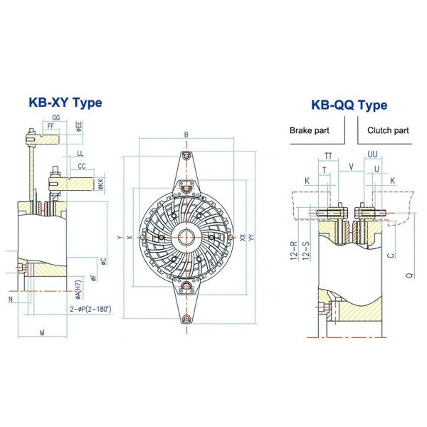 KB TCB PCCU Series Single-plate Air / Pneumatic Clutch And Brake Unit clutch brake combination groups TCB PCCU KB100, KB200, KB300 to KB1200