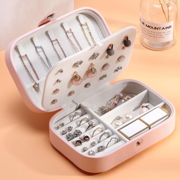 JEWELRY STORAGE BOX SINGLE-LAYER NECKLACE EARRINGS RING PU JEWELRY BOX AMAZON PORTABLE JEWELRY BOX HOUSEHOLD JEWELRY BOX