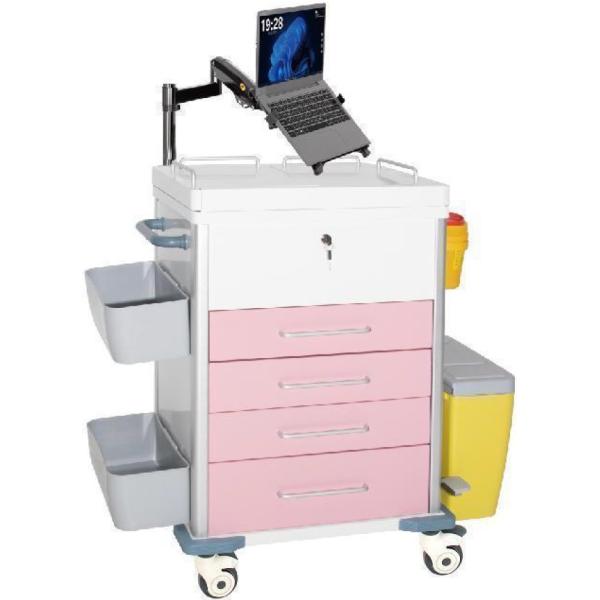 Chariot de soins d'urgence de médecine sans fil intégré avec support d'affichage