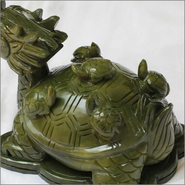 Regional Feature Green Jade Stone Dragon Turtle Statue with OEM ODM Acceptance