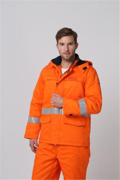 Fr Winter Jacket With Reflective Tape , 350gsm Flame Resistant Winter Coats
