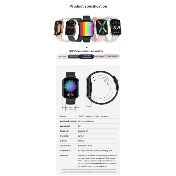 1,78 дозор здорового спорта тарифа сердца дюйма 420*485 ECG Mp3 умный