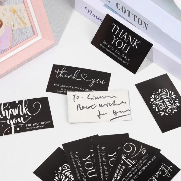 Papel offset personalizado Negro de negocios Tarjeta de agradecimiento para mi pequeña empresa
